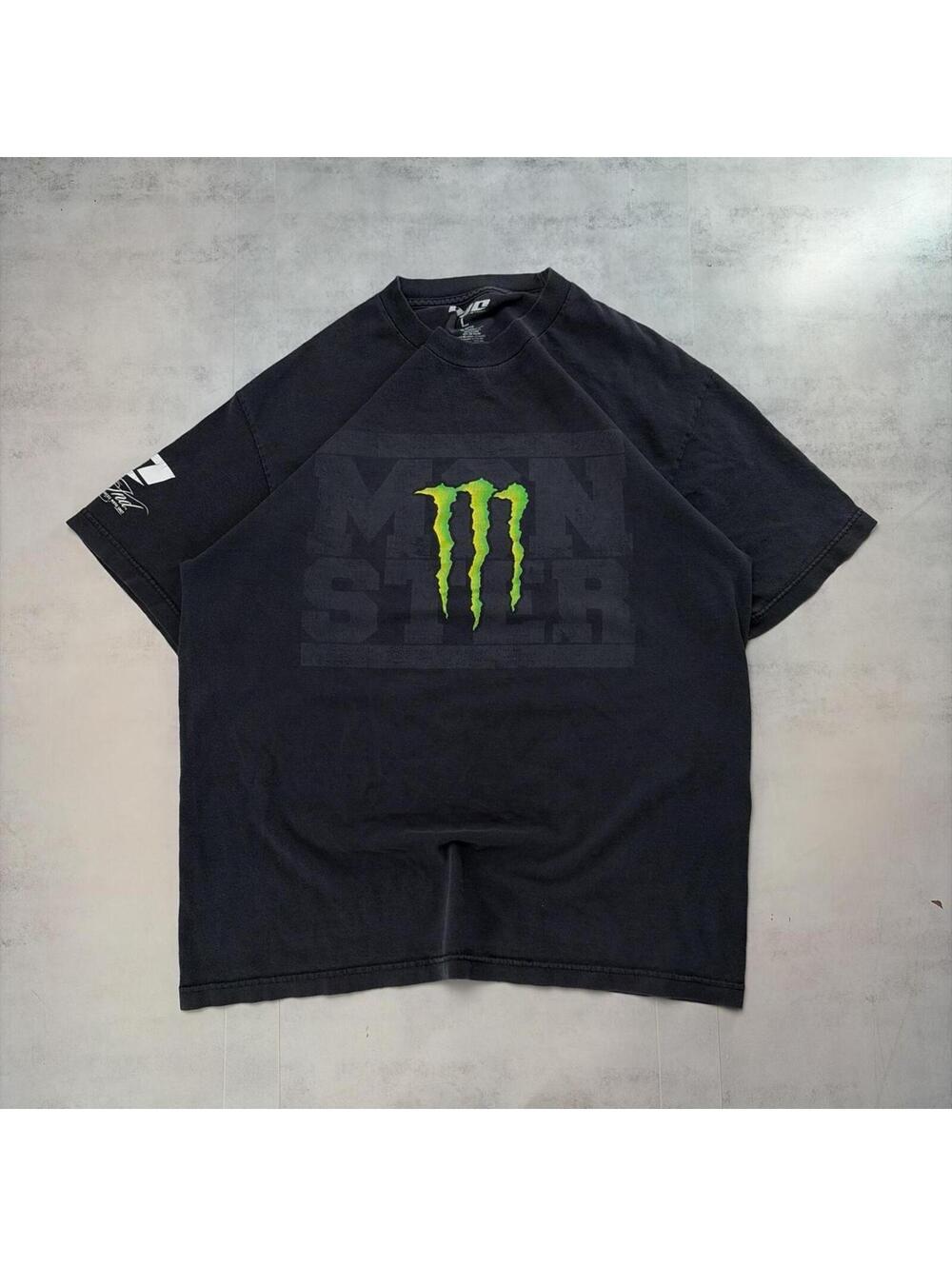 Y2K Black Monster Energy Grunge Distressed Skater T-Shirt